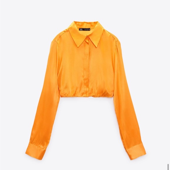 ZARA BLOGGERS fav SATIN EFFECT CROP SHIRT - Picture 8 of 10